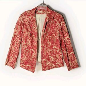 Red Baroque Print Jacket Women's Large Lightweight Inge Rojay Boulder CO